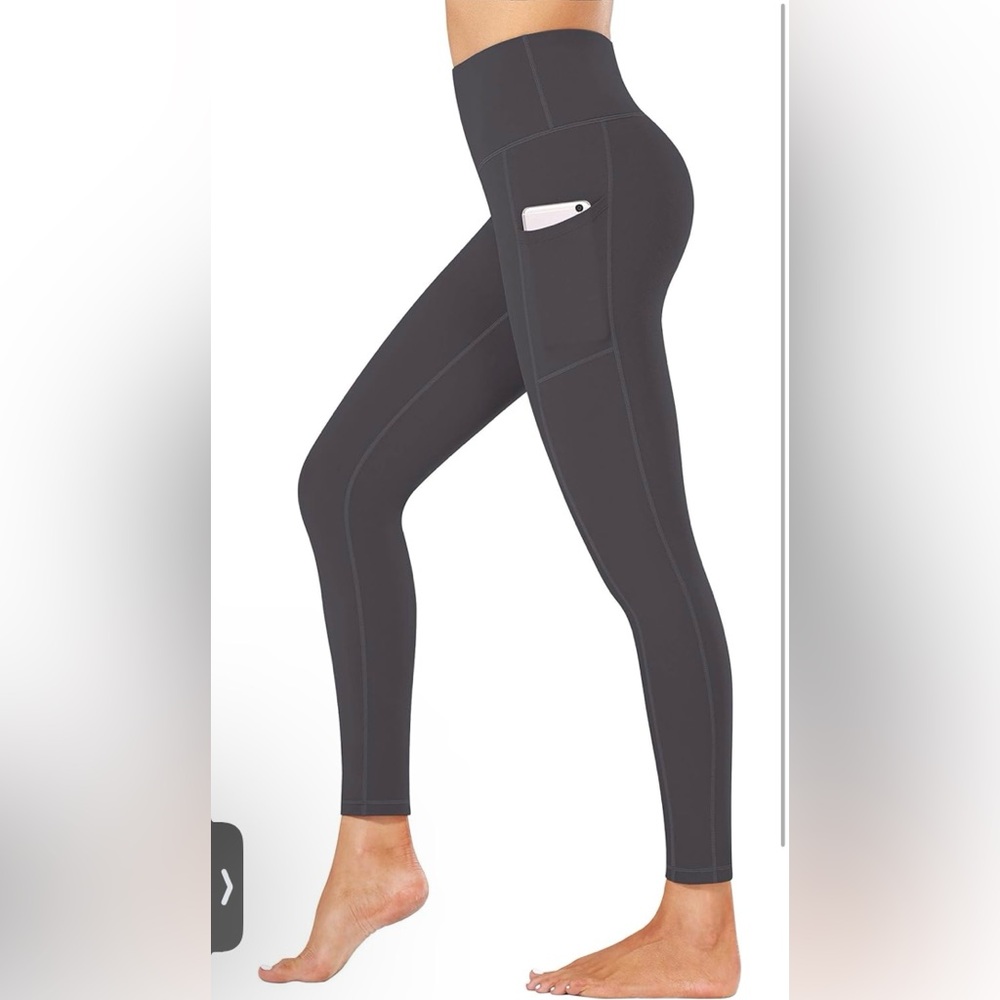 Fengbay Grey High Waist Full Length Yoga Leggings Size Small
